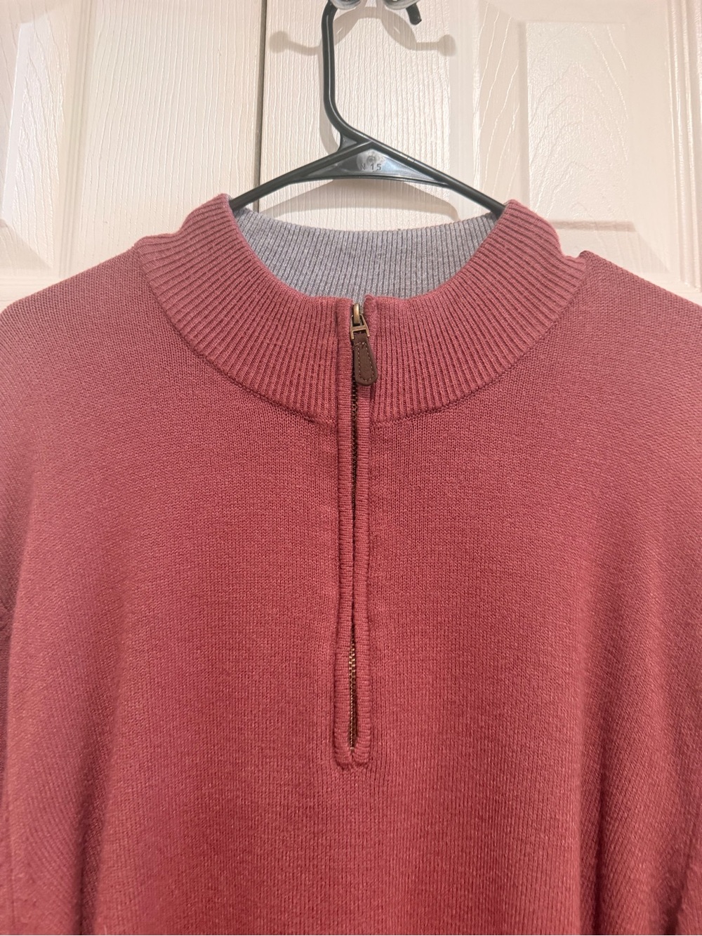 Magaschoni Men's Zip Mock Neck Sweater in Dusty Rose - Picture 2 of 6